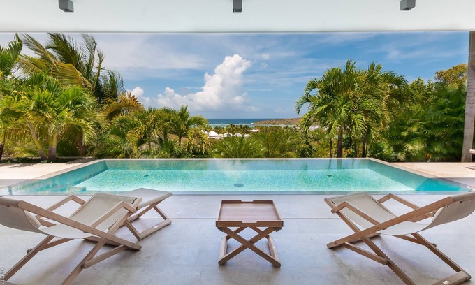 Barriere des Quatres Vents Villa | Villa Palm | Ocean View - Located in Wonderful Grand Cul de Sac with Private Pool