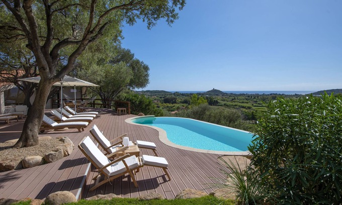 Chia Villa | Villa S'Ollastu - Luxury villa with private pool, garden, sea view, near beaches