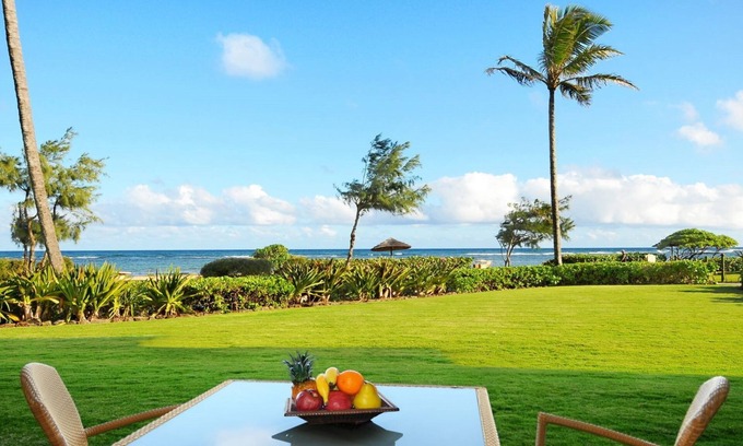 Wailua Condo | Waipouli Beach Resort Exquisite Oceanfront! Ground Level AC Pool