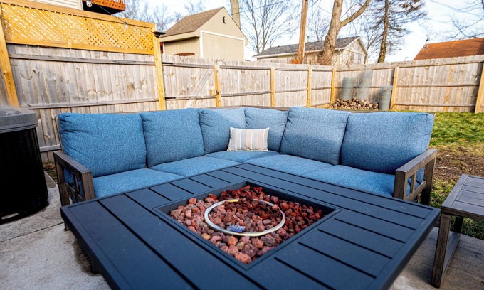 Michigan City House | Walk to the Beach from Beachy Farmhouse - Lake Michigan & Hot Tub. Pet-Friendly!