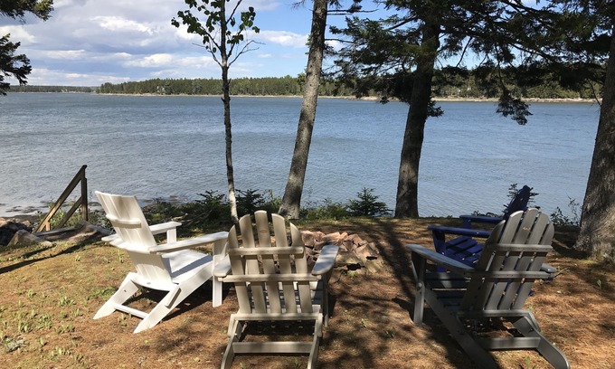 Prospect Harbor House | Waterfront Acadia Schoodic Downeast Log Home with 650 feet of shoreline