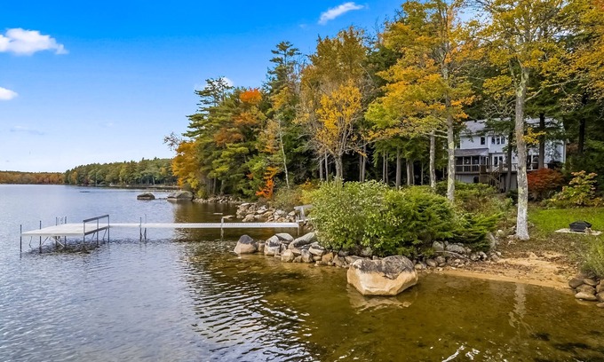 West Poland House | Waterfront, dog-friendly home on 12+ acres with dock, hot tub & sunset views