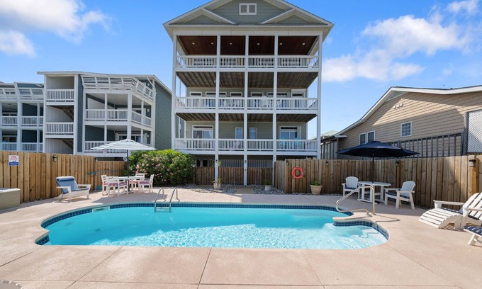 North Carolina Coast House | Waves & Sun - OCEANFRONT, Heated Pool, Elevators, Entire Duplex, Sleeps 25-28