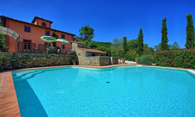 Sant'Andrea in Percussina Villa | Wonderful private villa with private pool, WIFI, hot tub, A/C, TV, panoramic view, close to Florence
