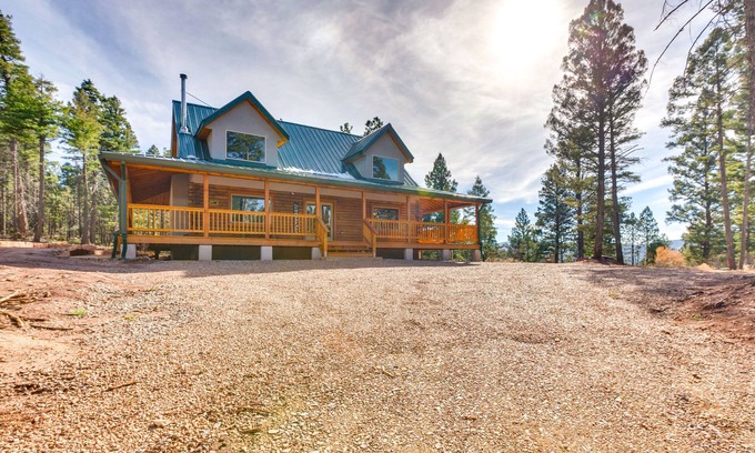Angel Fire Cabin | Wraparound Porch: & Forest Views: Angel Fire Cabin