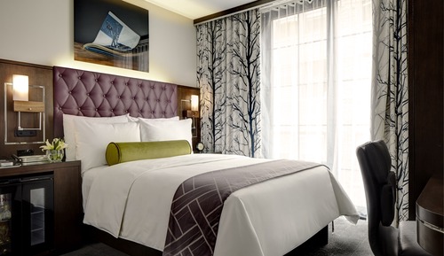 Classic Queen Mobility and Hearing Accessible Guest Room with Roll in Shower