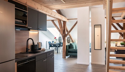 Comfort Studio, Kitchen, Courtyard View