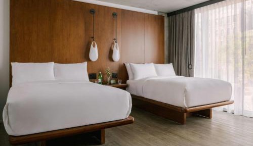 Double Room with Two Double Beds and Roll-In Shower - Mobility Accessible