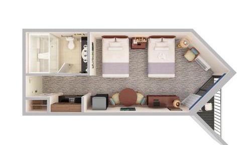 Queen Room with Two Queen Beds and Stair Access - Kitchen/Angle Ocean View