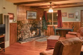 Ruidoso Cabin | Whispering Pine Cabins - "Salmon Run" - Upper Canyon - Fireplace & Kitchen