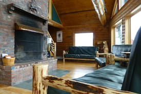 Morrisville House | Stowe Log Chalet: Fireplace | Hot Tub | Views (M)