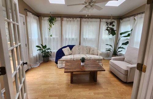 Stone Mountain House | Lush secret garden and forest pathway right by Stone Mountain Park!
