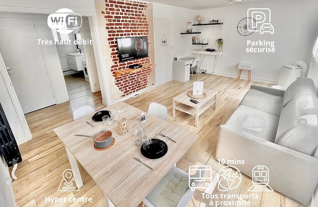 ✈️🚆Large T2 Ground floor Hyper center - Shuttle* & Sauna* + 🅿️Parking