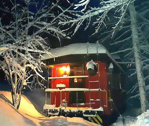 Carrabassett Valley House | -Restored caboose on Sugarloaf mountain