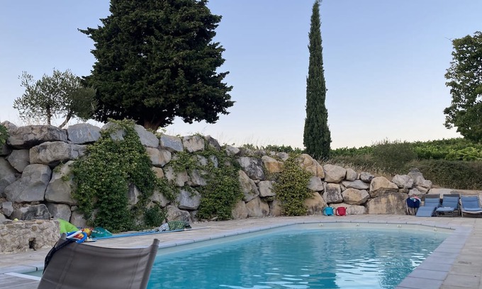 Villedieu House | Magnanerie du 17 eme Avec Piscine 11x5 Dans les Vignes et vue sur le Ventoux