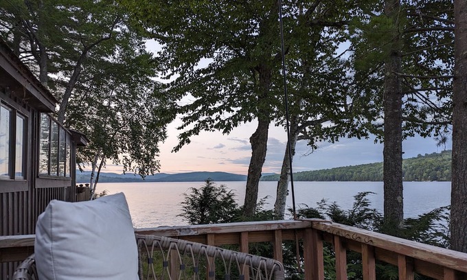 Embden Cabin | Embden Camp right on the lake w/ private porch & fire pit